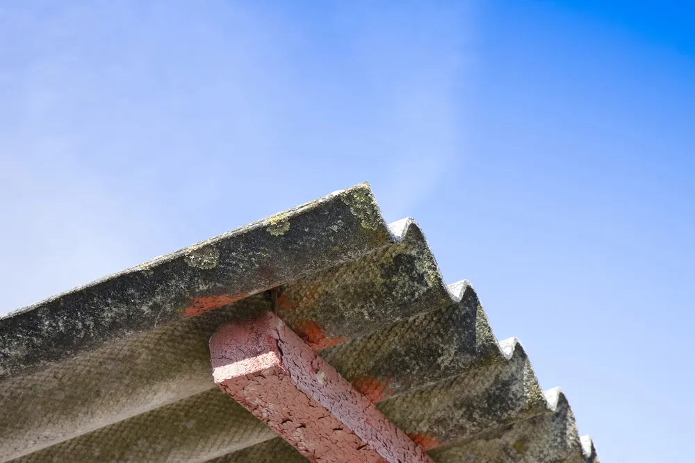 Asbestos clearly visibile on roof of home